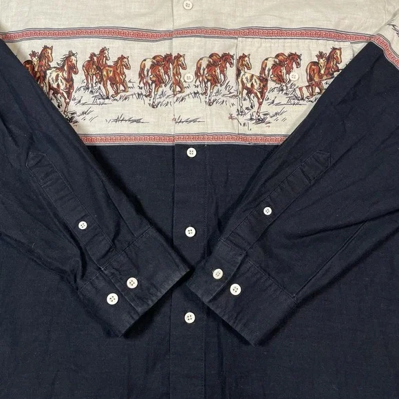 Vtg Roper Shirt Mens XL Rodeo Western Cowboy Horse Graphic 90s Colorblock Ranch - Picture 6 of 12
